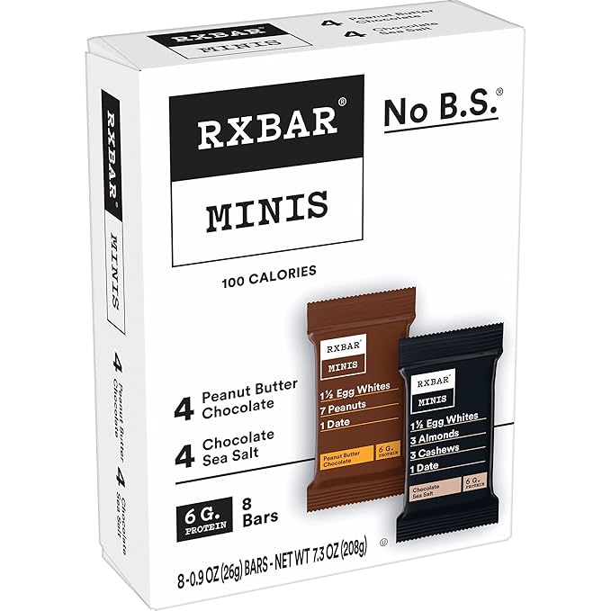 RXBAR Minis Protein Bars 6g Protein Gluten Free Snacks Variety Pack (4 Boxes 32 Count)