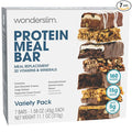 WonderSlim Meal Replacement Protein Bar Variety Pack 15g Protein 20 Vitamins &amp Minerals (7ct)