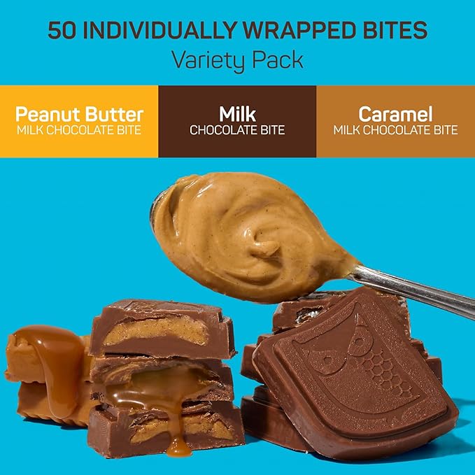AWAKE - Caffeinated Chocolate Bites - 50mg Caffeine - Variety Pack (3 Flavors) 50 Bites - Peanut Butter Milk &amp Caramel - Energy Bites - Coffee Alternative - Fairtrade Gluten Free Non GMO - 0.