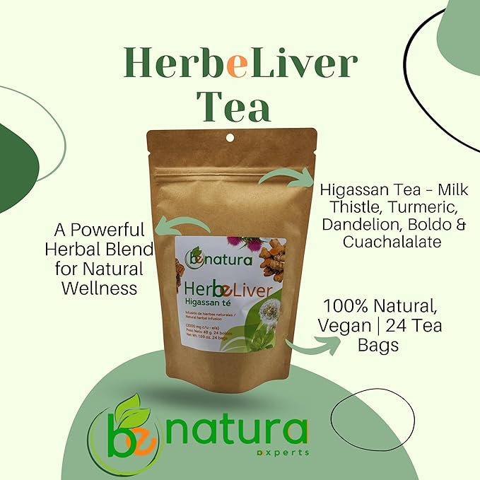 Liver Support Combo – Milk Thistle Capsules + Herbal Detox Tea (Cardo Mariano Turmeric Dandelion Boldo &amp Cuachalalate) – Natural Liver &amp Antioxidant Support – 100% Vegan Non-GMO – by Bexpe