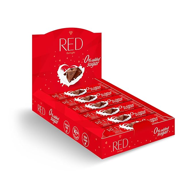 RED Delight®™ Milk Chocolate 12 Count Box of Grab N Go Travel Size Bars (0.92 Ounces Each) with a 14 Plush Teddy Bear (7 Boxes - Total of 84 Bars + 14 Plush Teddy Bear)