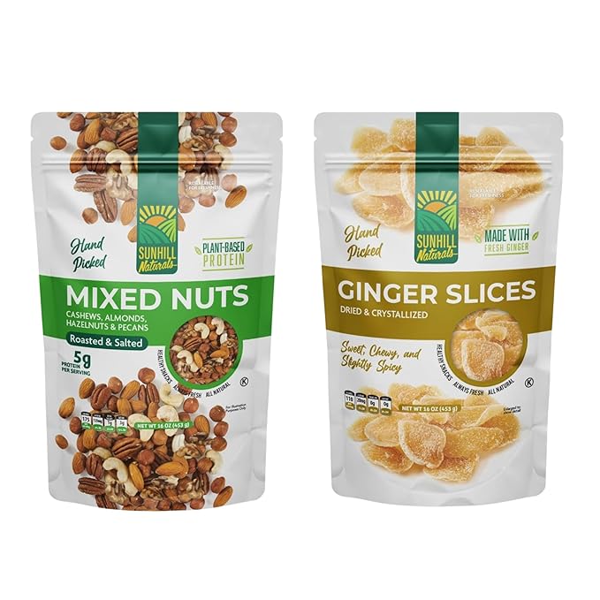 Sunhill Naturals Crystalized Ginger Slices &amp Deluxe Mixed Nuts