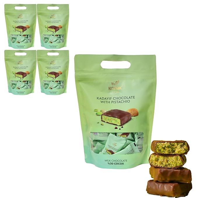 200 Count of Mini Dubai Chocolate Kunafa Pistachio Bar - Pistachio Chocolate Bars with Shredded Phyllo Dough - Fresh Daily Production Perfect for Gifting - 5.5 lbs/Aprox 200 Pieces