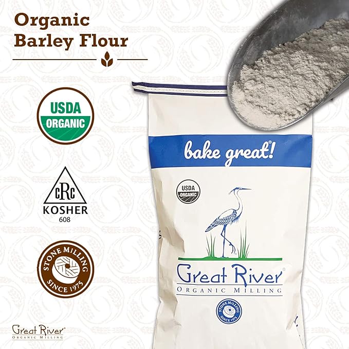 Great River Organic Milling Specialty Flour Barley Flour Stone Ground Organic 50-Pounds (Pack of 1)