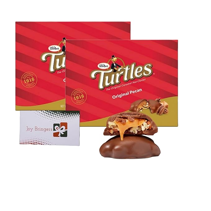 Demet's Original Turtles Caramel Nut Cluster | Pecan Chocolate and Caramel (2 pack) | Great For Christmas Valentines Birthdays | Bundled With Joy Bringers Fridge Magnet