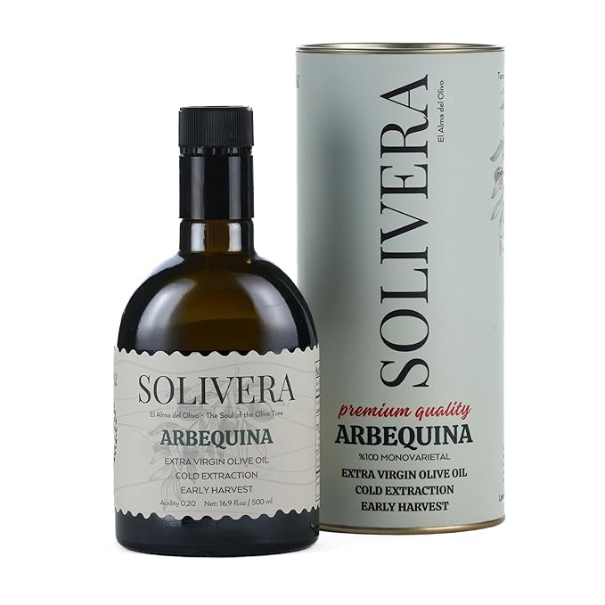 Solivera Arbequina Extra Virgin Olive Oil Ideal for Salads Vegetables &amp Bread Mild &amp Smooth for Everyday Use Low Acidity (Max 0.2%) High Polyphenol Cold Pressed%100 Arbequina