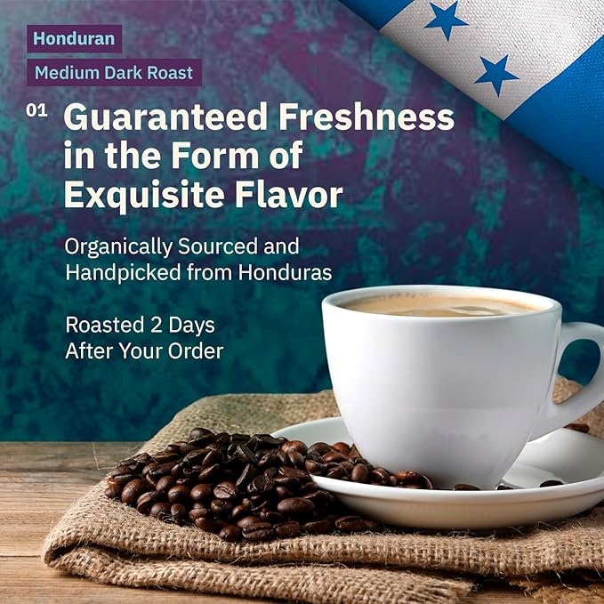 Organic Honduran Drip Grind Coffee – 2LB Single Origin Arabica Medium-Dark Roast Fair Trade Specialty Grade