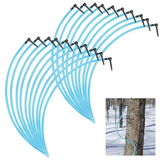 20 Set Maple Syrup Tapping Kit - Maple Tree Taps and 3ft Food Grade Tubing Drop Lines Extractors Syrup Spile Sugaring Starter Supplies