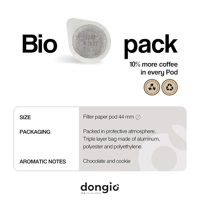 Dongiò Caffè Espresso Napoli - 150 Easy Serving Espresso Pods (ESE 44mm) - Dark Roast Coffee (Intensity 9/10) - Roasted and Blended in Italy