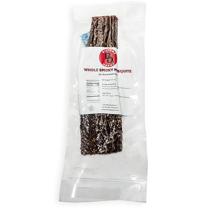 Biltong Depot Smoky Mesquite Beef Biltong Slab – 8oz | Air-Dried Beef Jerky Snack | High Protein | Zero Sugar | Keto &amp Paleo Friendly | Gluten Free | No Artificial Preservatives | No MSG