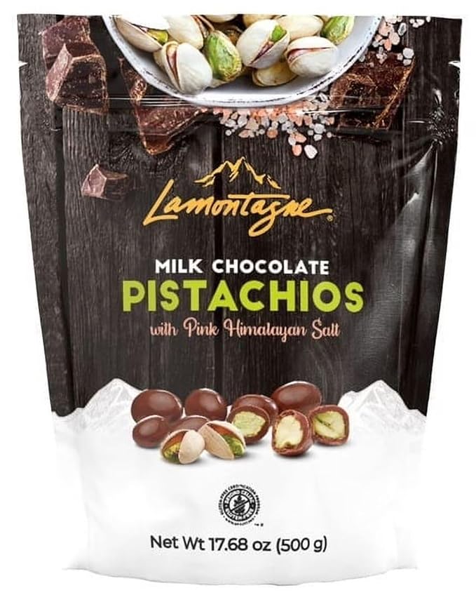 Milk Chocolate Covered Sea Salt Pistachios with Pink Himalayan Salt 17.68oz