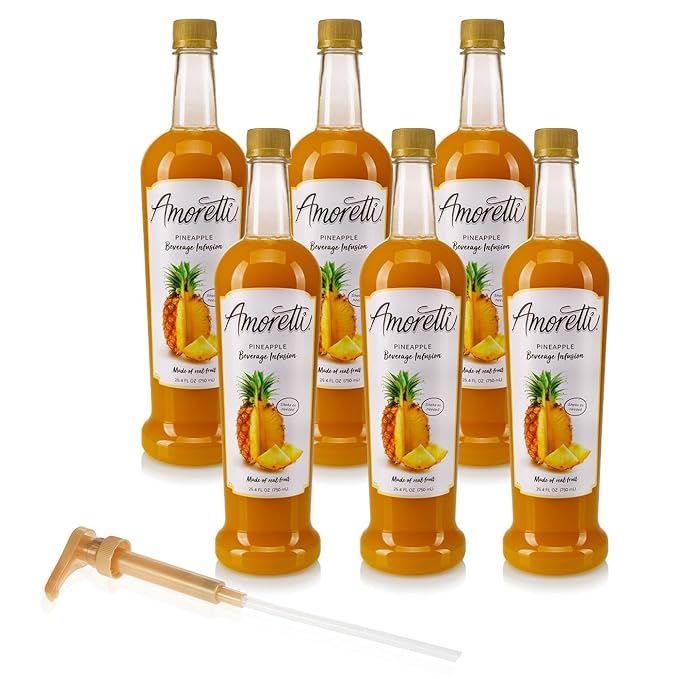 Amoretti - Pineapple Beverage Infusion - Drink Mix &amp Water Enhancer with Pump for Flavoring Cocktails Waters Teas and other Beverages Preservative Free