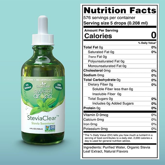 SweetLeaf Sweet Drops - Flavored Stevia Liquid Sweetener Organic Extract Zero Calorie Gluten Free Keto Friendly Non GMO Natural Flavor Sugar Alternative- Stevia Clear 4 Fl Oz (Pack of 2)