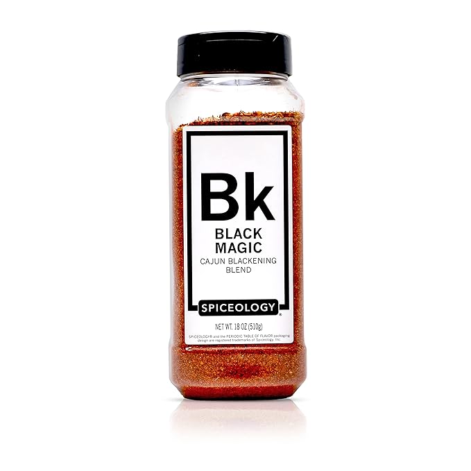 Spiceology – Black Magic Cajun Blackening Seasoning – Bold &amp Savory Blackening Seasoning for Chicken Fish Turkey and More – Versatile Cajun Spice Blend &amp Dry Rub – 18 oz