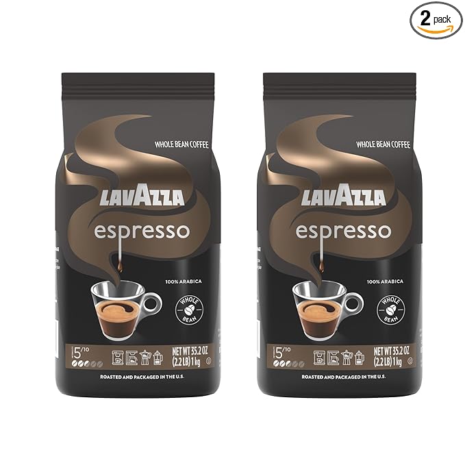 Lavazza Espresso Whole Bean Coffee Medium Roast 100% Arabica 2.2 lb Bag (Pack of 2)