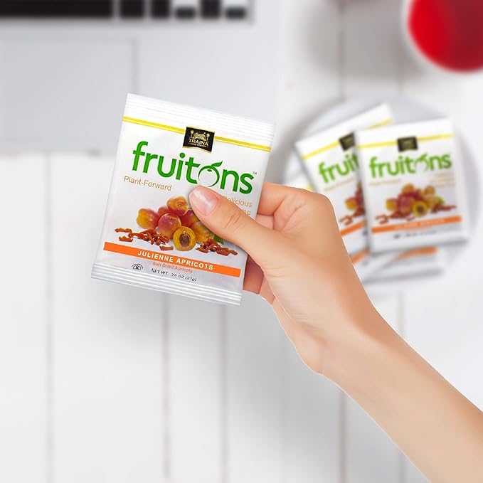 Traina Home Grown Fruitons Sun Dried Apricots - No Added Sugar Non GMO Gluten Free .75 oz bags (Pack of 18)