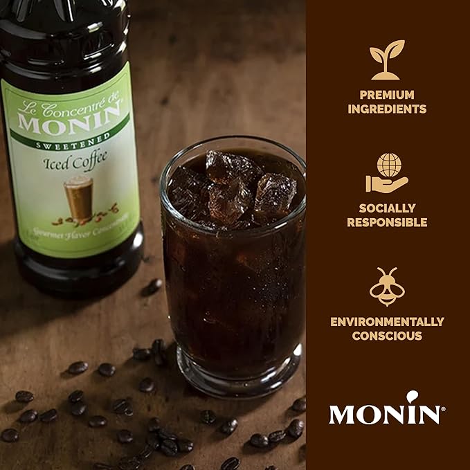 Monin - Premium Iced Coffee Concentrate | Clean Label with No Artificial Flavors No Artificial Preservatives (BPA-Free Plastic Bottle 1 Liter)