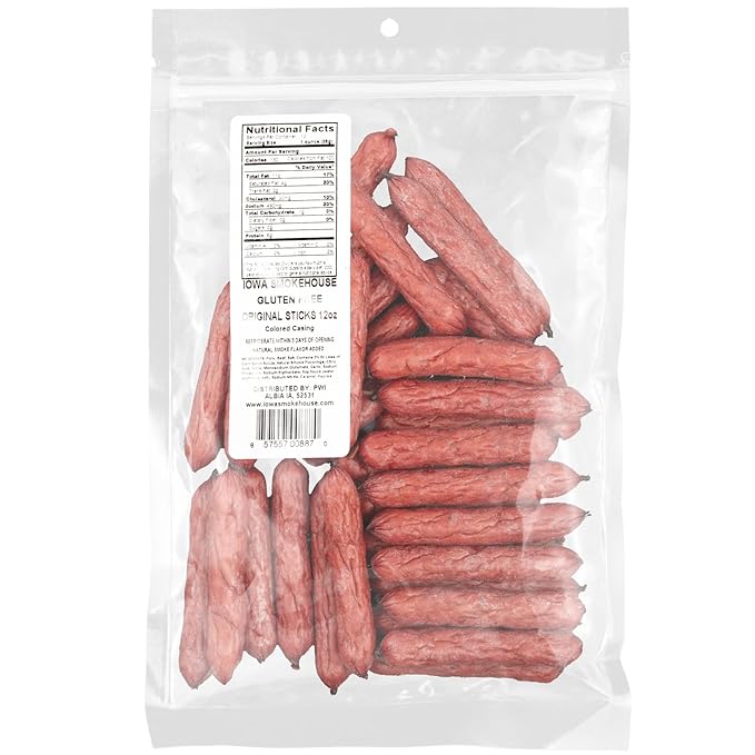 IOWA SMOKEHOUSE Snack Sticks Original - Smokey Snack Stick - Gluten Free - Resealable Bag &amp Ready to Eat Made with all USA Beef &amp Pork - 12 oz