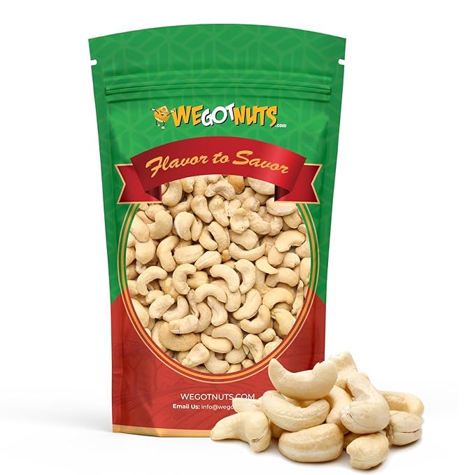 Raw Whole Unsalted Cashews – Premium Quality Kosher Raw Cashews By We Got Nuts – Oil-Free Natural Healthy &amp Diet-Friendly Snack – Gourmet Savory Flavor – Air-Tight Resealable Bag Package – 3 lbs