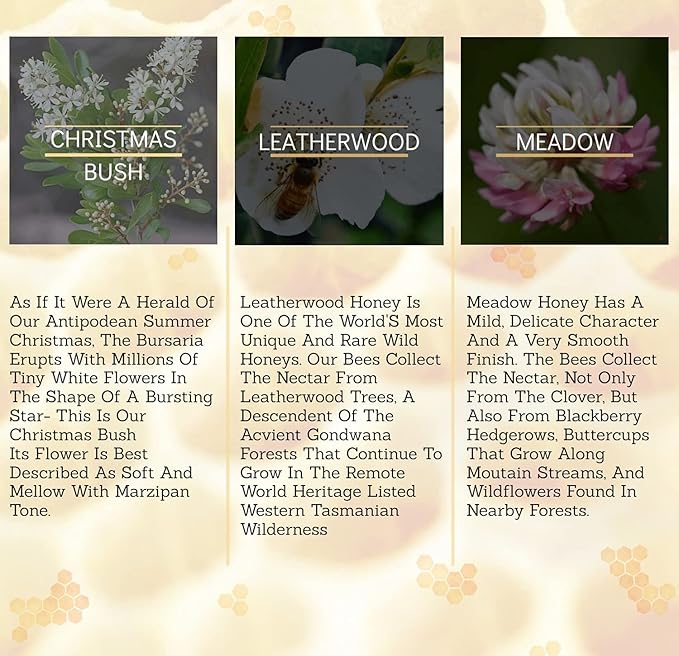 Tasmanian Honey Company Gift Pack Leatherwood Meadow and Christmas Bush (3-12.3 Ounce tins)