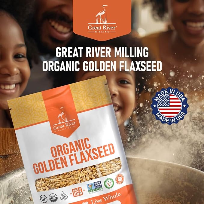 Great River Milling Golden Flaxseed | Whole Golden Flax Seeds | Naturally Gluten Free Non-GMO Vegan Kosher | Flaxseed for Baking Smoothies Oatmeal Cereals &amp Clean Plant-Based Nutrition | 5 L