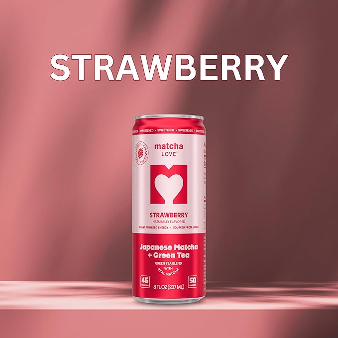 matcha LOVE Strawberry Matcha + Green Tea Sweetened 8 Ounce (Pack of 12)