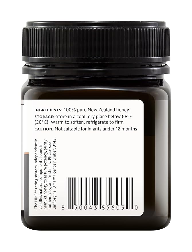 DownUnder Honey New Zealand Manuka Honey UMF 20+ (MGO 830+) Independently Tested and Certified 100% Genuine Honey Manuka Great Taste for Daily Wellness 8.8 oz (250g)