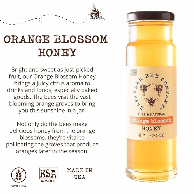 Savannah Bee Company Honey - Pure Natural Organic Raw Honey (12.00 Ounce (Pack of 1) Orange Blossom)