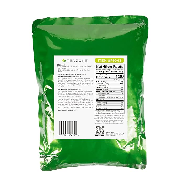 Tea Zone 2.2 lb Milk Tea Blast Nagasaki Savory Honey Green Tea Powder
