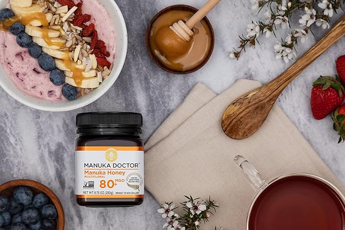 MANUKA DOCTOR - Manuka Honey MGO 80+ Multifloral &amp MGO 125+ Monofloral Value Bundle 100% Pure New Zealand Honey. Certified. Guaranteed. RAW. Non-GMO 2 x 8.75oz Pots