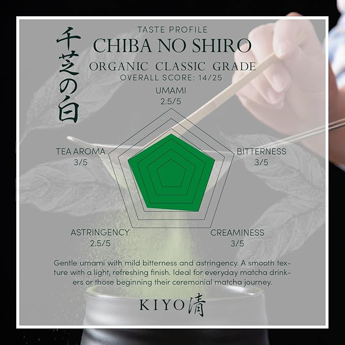 Kiyo Matcha Organic Classic Grade Chiba No Shiro Matcha - Pure Japanese First Harvest Organic Ceremonial Grade Matcha Green Tea Powder from Kagoshima Japan (40g/1.41oz)