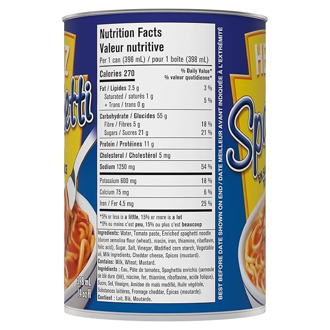 Heinz Spaghetti in Tomato Sauce with Cheese 398mL/13.5 fl. oz. (Pack of 24) {Imported from Canada}
