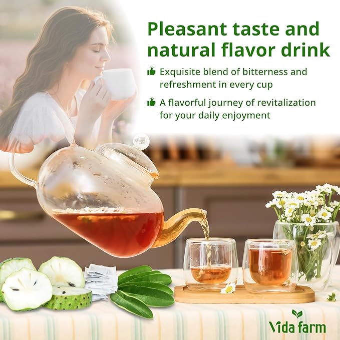 VIDA FARM 355+ Dried Soursop Tea Leaves Natural Whole Dried Soursop Leaves Graviola Hojas de Guanabana Para Te Guanabana Leaf Herbal Tea