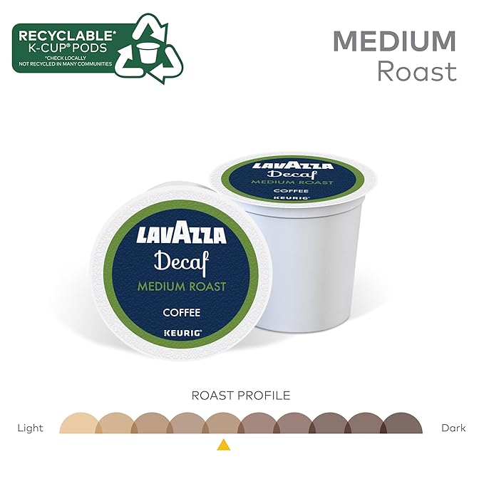 Lavazza Decaf Single-Serve Keurig K-Cup Pods Medium Roast Coffee 60-Count Box (6 Packs of 10)