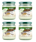 🌴 4 PACK ORGANIC UNREFINED COCONUT OIL - 14 oz. Jars x 4 Jars 🥥✨🌿 Organic &amp Non-GMO ❄️ Cold Pressed &amp Virgin 🍽️ Gluten-Free &amp Lactose-Free - Great for 🍳 Cooking 🍪 Baking 🥤 Drink