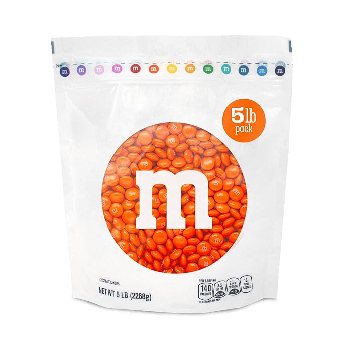 M&ampM’S WORLD Orange Milk Chocolate Candy 5lbs of M&ampM'S in Resealable Pack for Candy Bars Halloween Trick or Treat Favors Birthday Parties Dessert Tables &amp DIY Party Favors