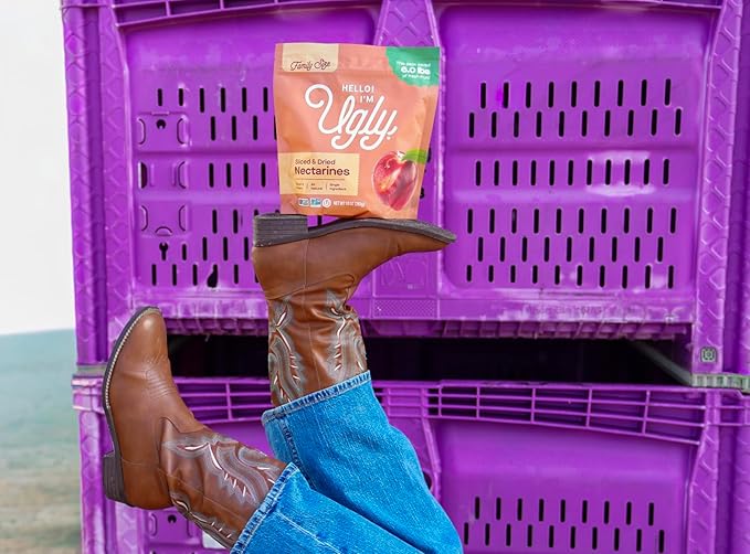Hello! I’m Ugly Dried and Sliced Nectarines No Sugar Added Naturally Sweet Dried Fruit Snacks Healthy Sweet Snacks Upcycled California Produce 3 oz Pack of 3