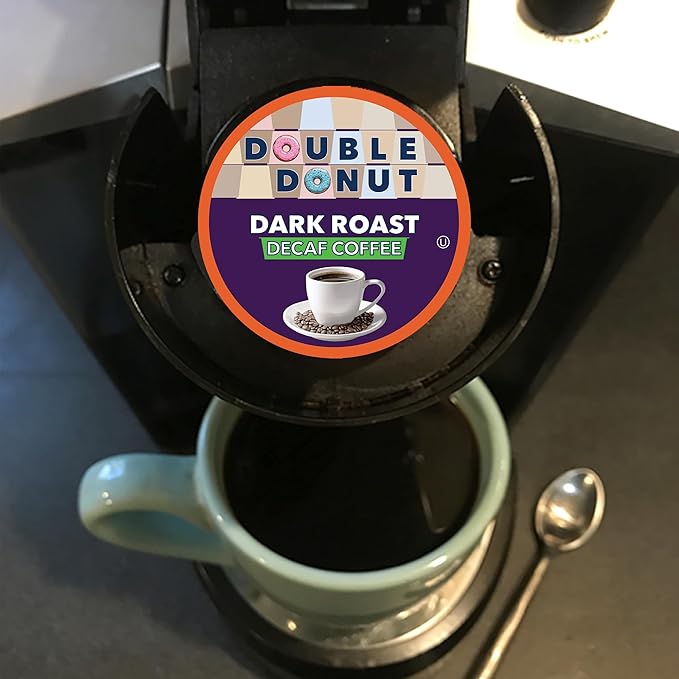 Double Donut Coffee Decaf Extra Bold Blend Dark Coffee pods Dark Roast Coffee Compatible with Keurig K Cups Brewers 72 Count
