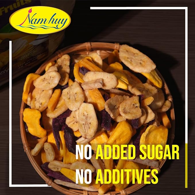 NAM HUY Vietnam's Dried Mango and Dried Mixed Fruit Snacks Original Taste of Vietnamese Fruits No-Added Sugar or Preservatives Delicious Crispy Texture HACCP &amp Halal Certificate (Total 48Oz)