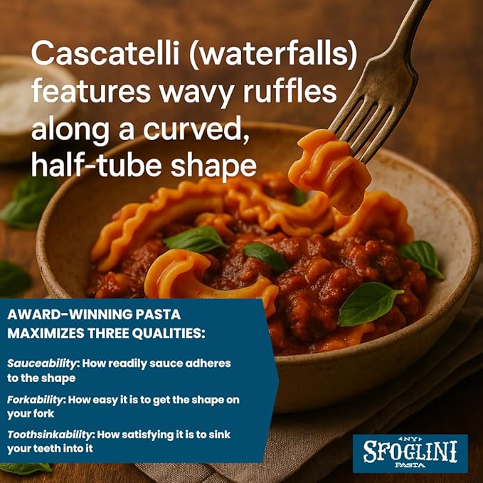 Sfoglini × Sporkful Cascatelli Pasta – Waterfall-Inspired Sauce-Maximizing James Beard-Awarded Original (4-Pack 16oz Each)