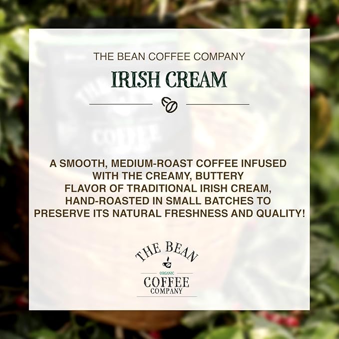 The Bean Organic Coffee Company Irish Cream Medium Roast Whole Bean Coffee 16-Ounce Bags (Pack of 2)