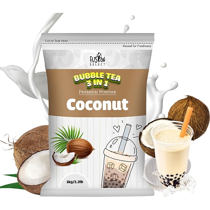 Fusion Select 2.2lb Coconut Milk Tea Powder Coconut Flavored-3-in-1 Drink Powder with Cream &amp Sugar - Instant Pre-Mixed Beverage for Hot or Cold Blends or Yummy Frappes