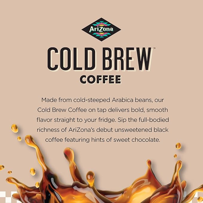 AriZona Cold Brew Coffee Iced Coffee on Tap and Ready to Drink Colombian Arabica Brew 1 Gallon per Container - 128 Fl Oz Box