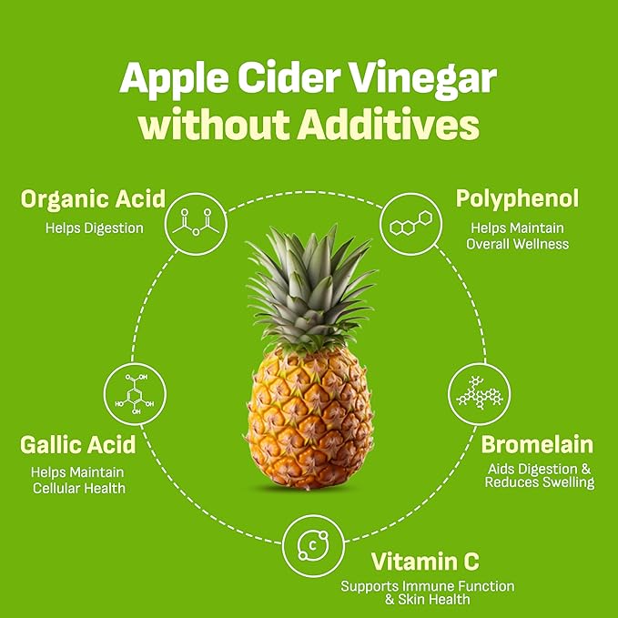 [Liveling] Pineapple Cider Vinegar Drink Stick &amp 3-in-1 Shot with ACV – Korean-Plum Flavor | Supports Digestion Daily Cleanse Sugar-Free Low-Calorie Portable On-The-Go Packets (30 sticks)
