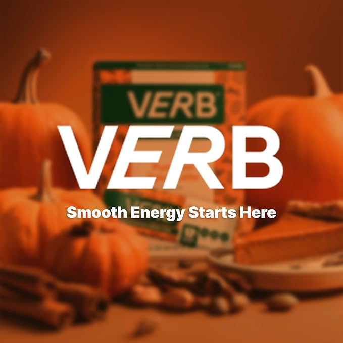 Verb Caffeinated Energy Bars Pumpkin Spice Latte (26g Pack of 16) 110-Calorie Delicious Low Sugar Energy Bar - Gluten Free On-the Go Snack with 80mg Green Tea Caffeine Only Real-Food Ingredients