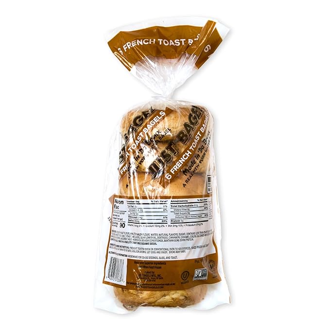 Just Bagels French Toast Bagels - 8 Packs Of 6 Bagels Per Pack - 48 Total Non-GMO