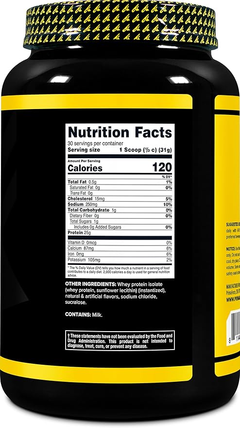 Primaforce Whey Protein Isolate Powder (Vanilla 2 lbs) - Non-GMO Gluten Free