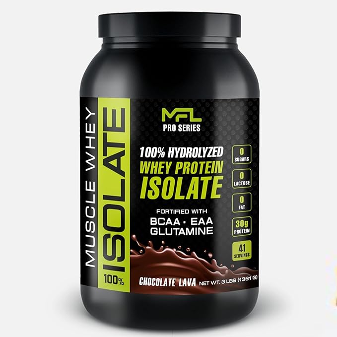 MFL 100% Isolate Protein l 30g of Protein l BCAAs l Keto Friendly l Low Carbs l Gluten Free l 3 lbs. (Chocolate Lave)