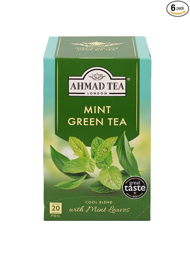 Ahmad Tea Mint Green Tea (formerly Mint Mystique) Flavored Green Tea with Mint Leaves 20ct (Pack of 6)
