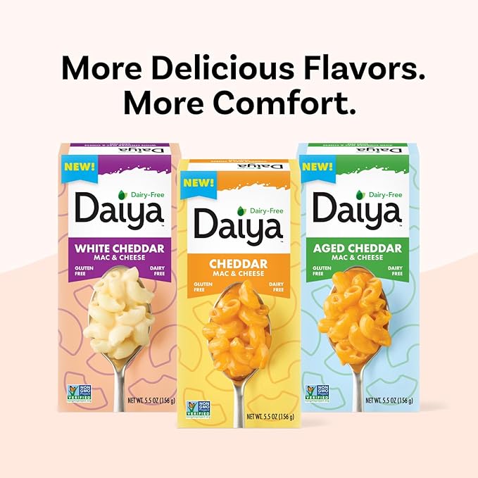 Daiya Dairy Free Gluten Free Aged Cheddar Mac &amp Cheese Vegan Plant Based Rice Pasta 5.5 oz (Pack of 12)